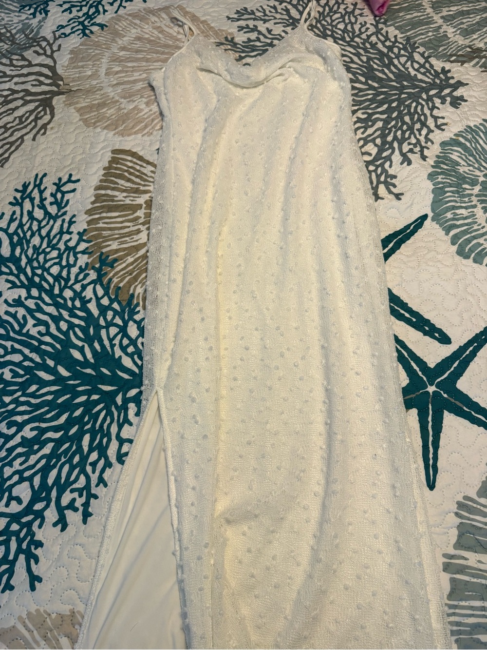 SHEIN White Lace-Trim Maxi Dress